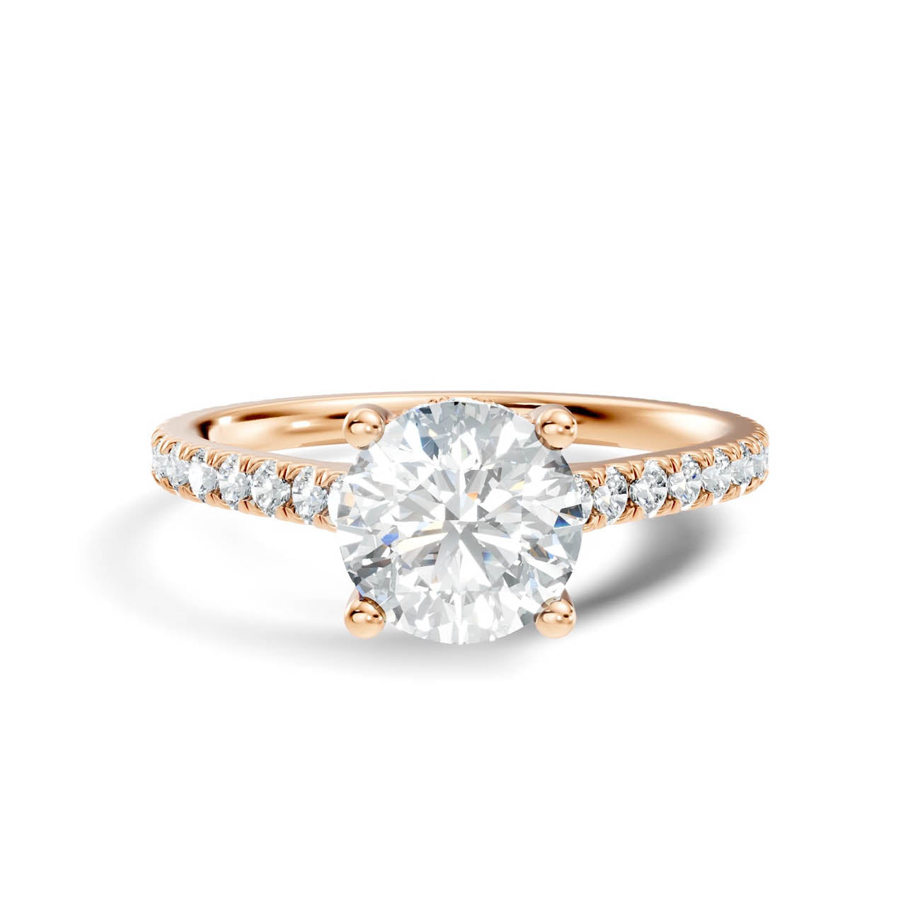 .50-1.50 Ct. Round Diamond Pavé Ring with Hidden Halo and Four-Prong Setting (b16-a) 11