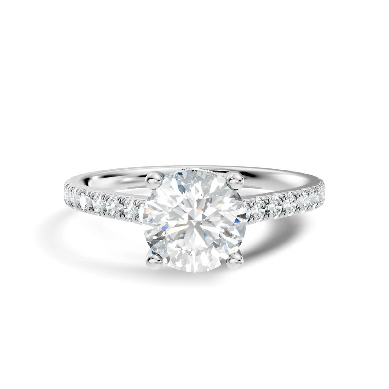 .50-1.50 Ct. Round Diamond Pavé Ring with Hidden Halo and Four-Prong Setting (b16-a) 6