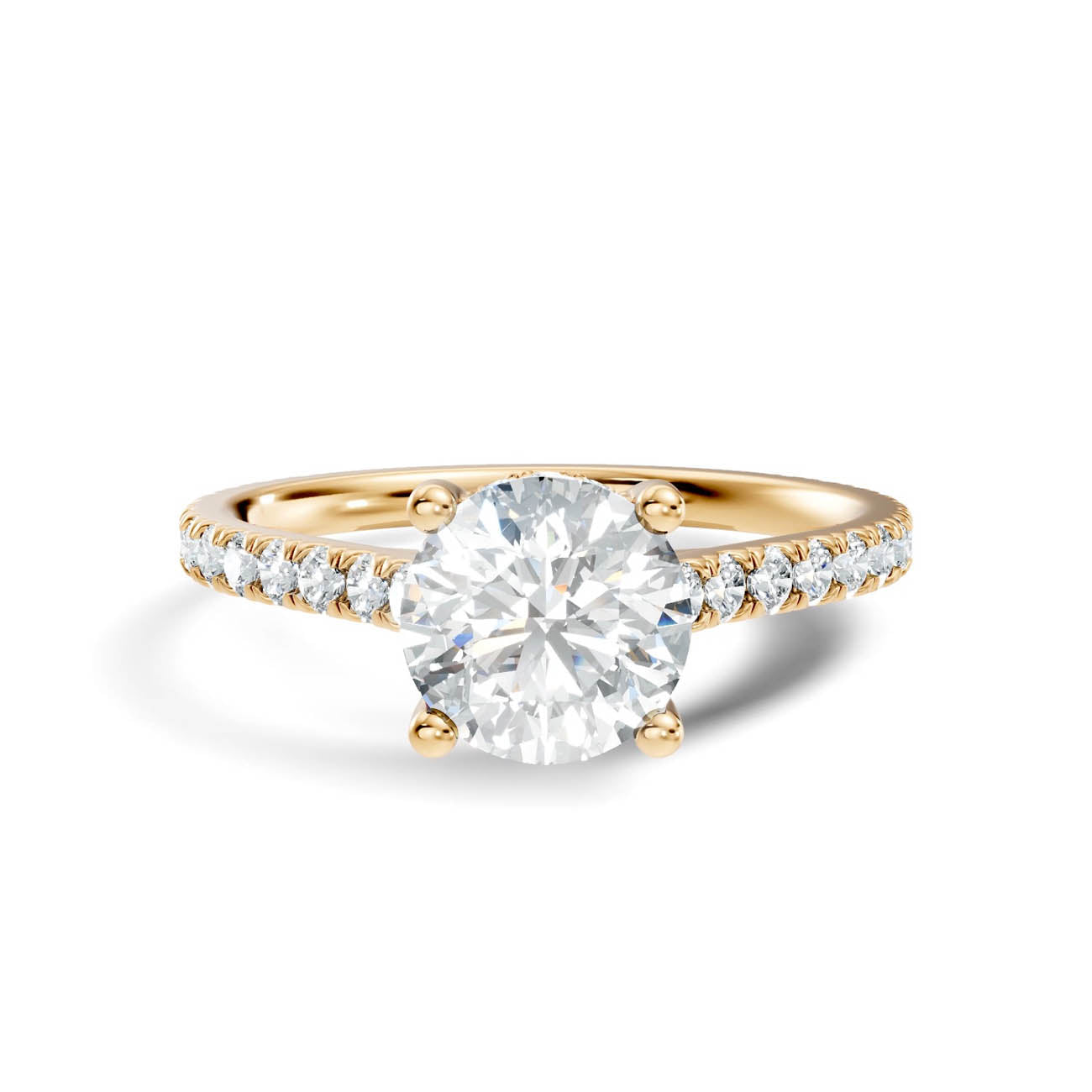.50-1.50 Ct. Round Diamond Pavé Ring with Hidden Halo and Four-Prong Setting (b16-a) 3