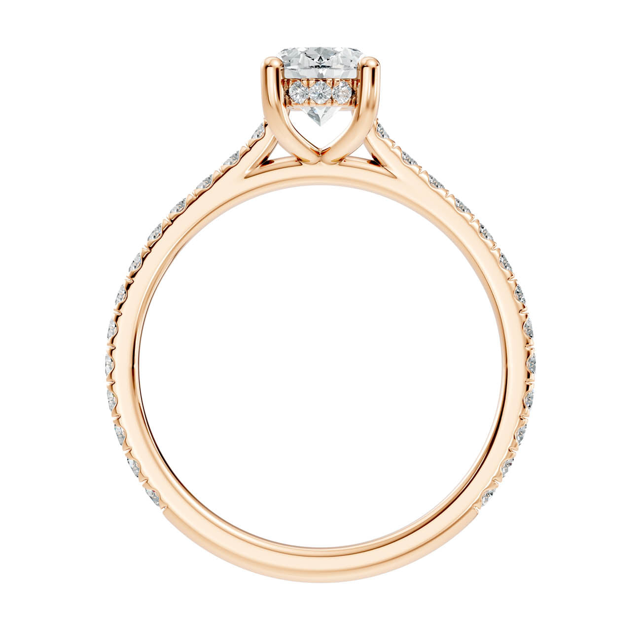 .50-1.50 Ct. Oval Diamond Pavé Ring with Hidden Halo and Four-Prong Setting (b16-b) 4
