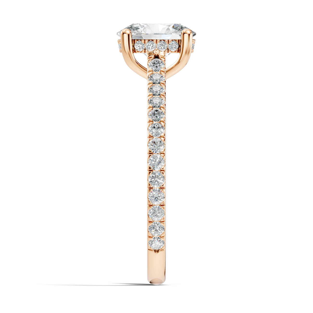 .50-1.50 Ct. Oval Diamond Pavé Ring with Hidden Halo and Four-Prong Setting (b16-b) 5