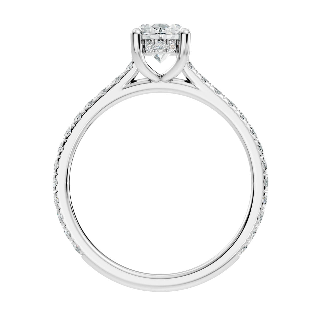 .50-1.50 Ct. Oval Diamond Pavé Ring with Hidden Halo and Four-Prong Setting (b16-b) 9
