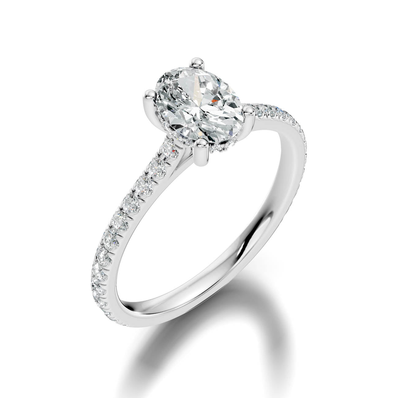 .50-1.50 Ct. Oval Diamond Pavé Ring with Hidden Halo and Four-Prong Setting (b16-b) 7