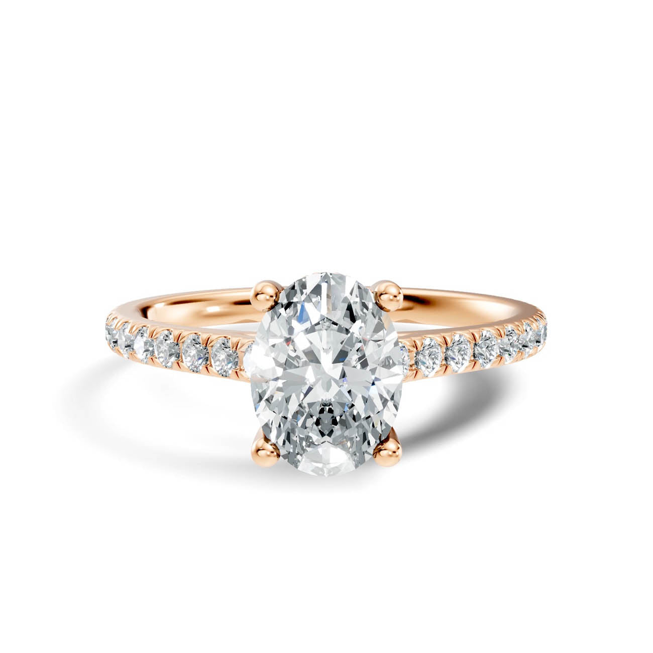 .50-1.50 Ct. Oval Diamond Pavé Ring with Hidden Halo and Four-Prong Setting (b16-b) 11