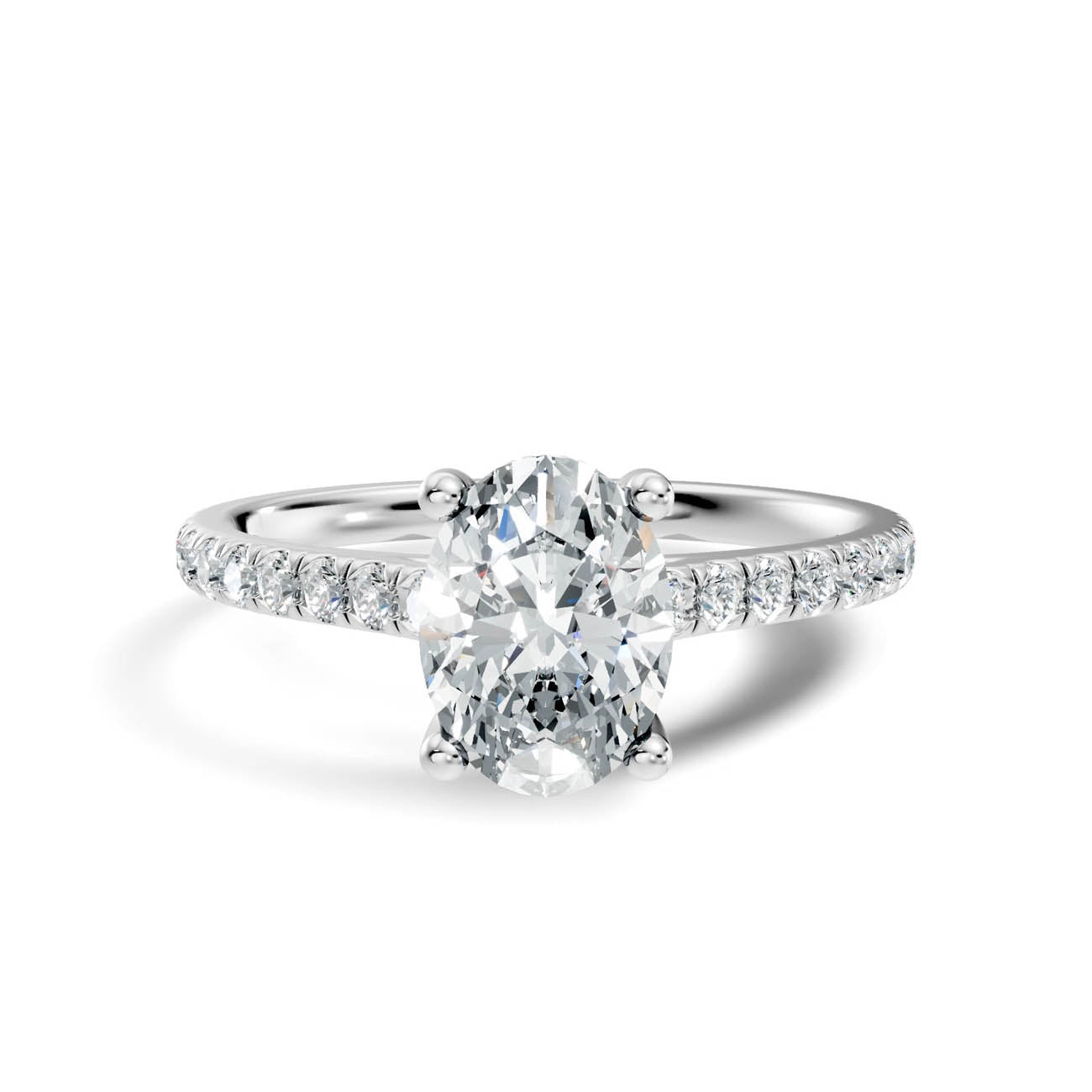 .50-1.50 Ct. Oval Diamond Pavé Ring with Hidden Halo and Four-Prong Setting (b16-b) 6