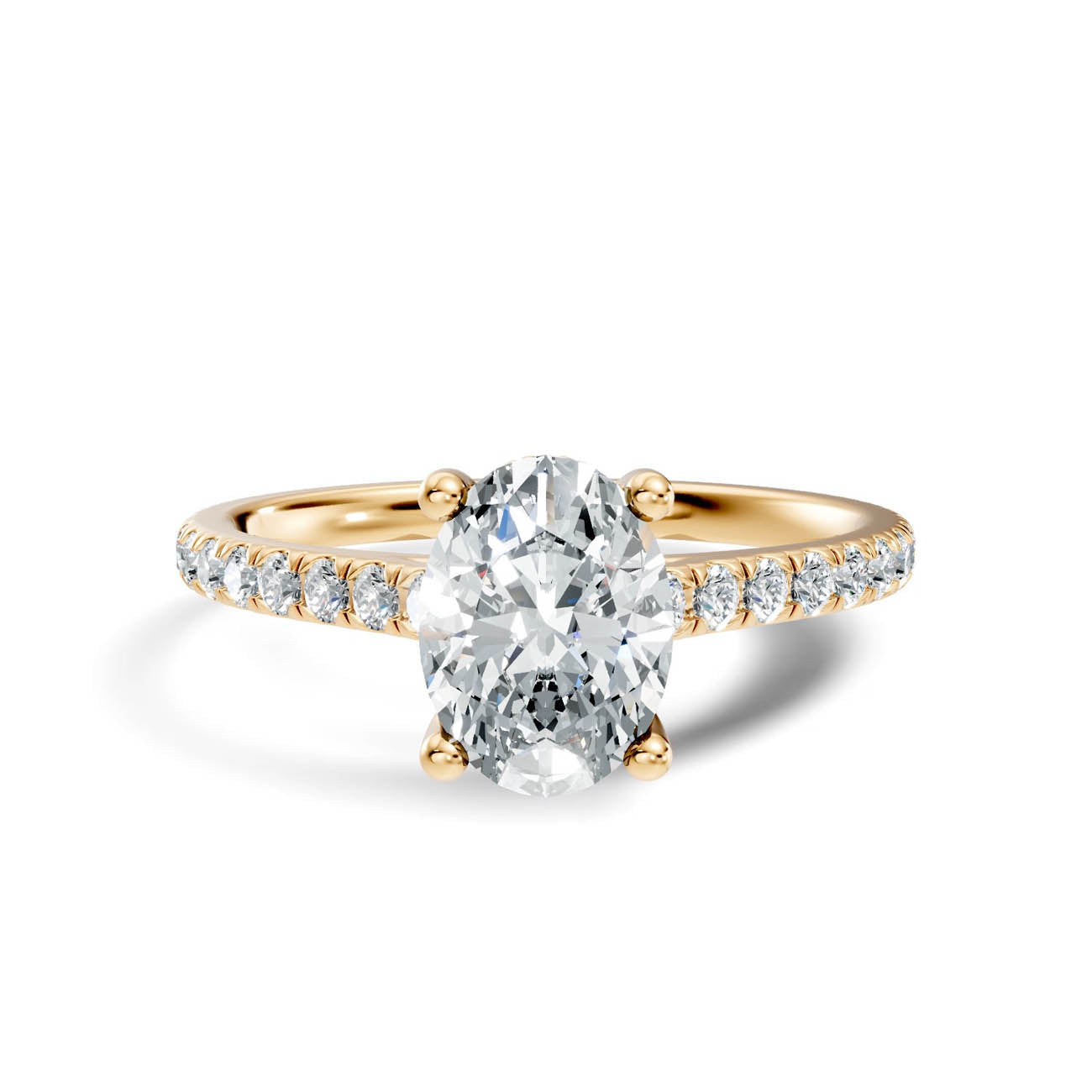 .50-1.50 Ct. Oval Diamond Pavé Ring with Hidden Halo and Four-Prong Setting (b16-b) 3