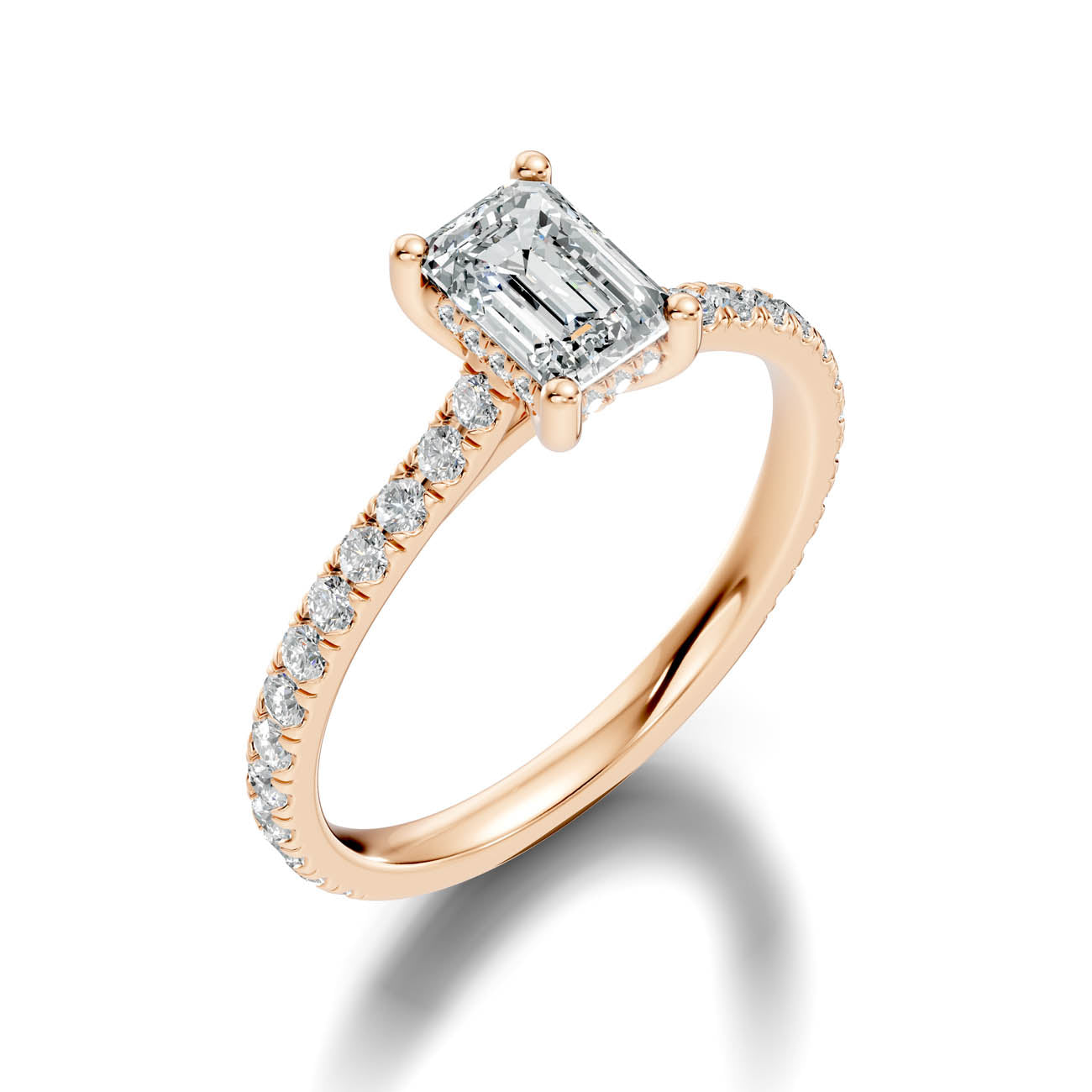 .50-1.50 Ct. Emerald-Cut Diamond Pavé Ring with Hidden Halo (b16-c)