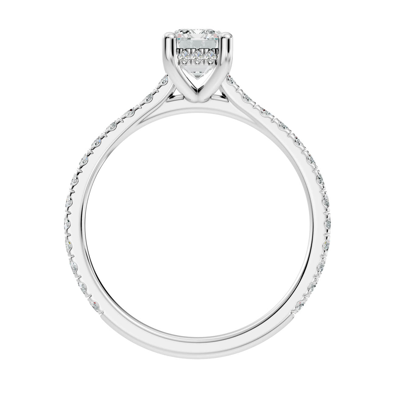 .50-1.50 Ct. Emerald-Cut Diamond Pavé Ring with Hidden Halo (b16-c) 9