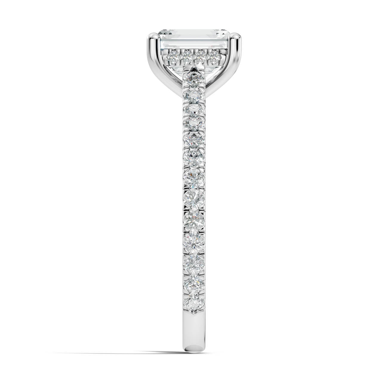 .50-1.50 Ct. Emerald-Cut Diamond Pavé Ring with Hidden Halo (b16-c) 10