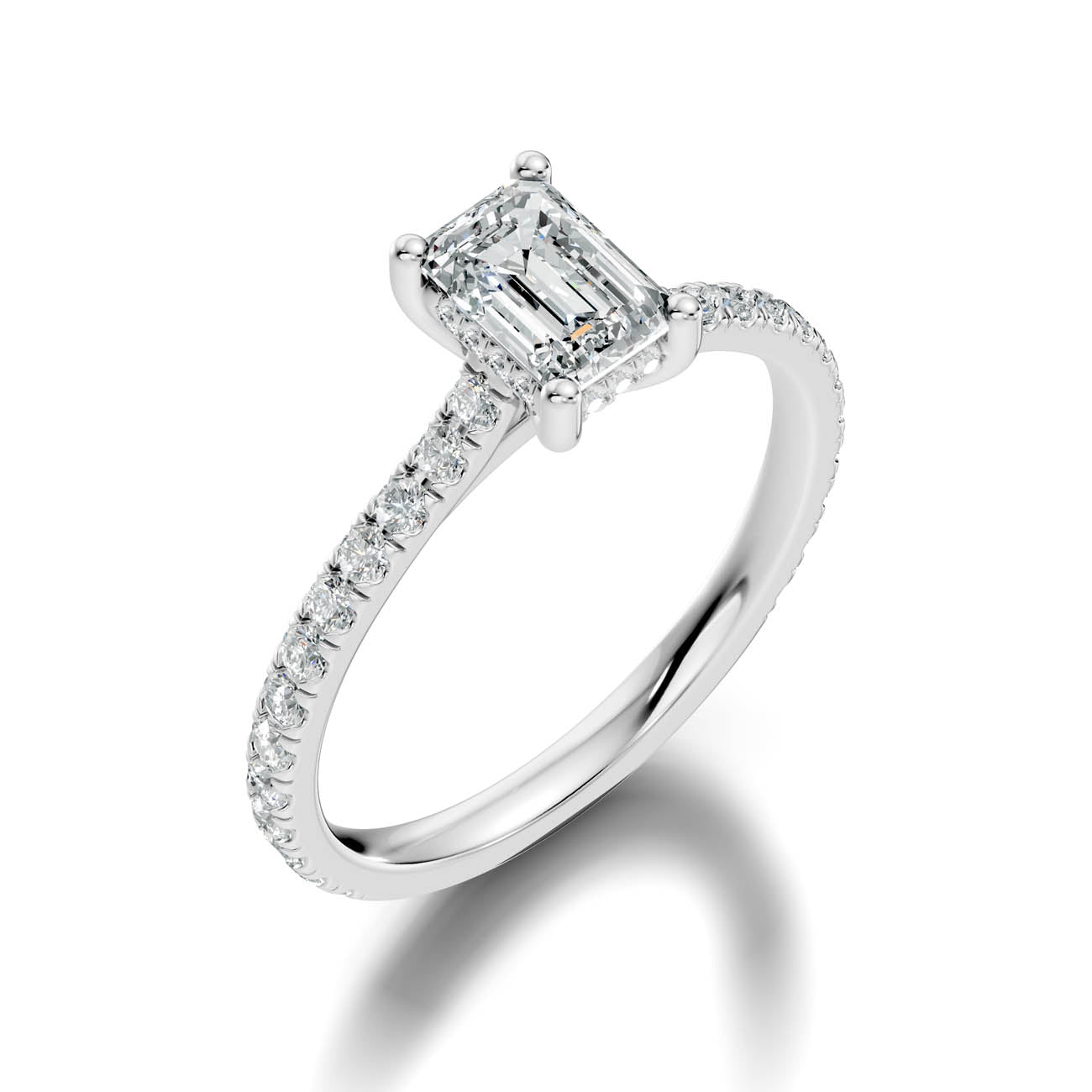 .50-1.50 Ct. Emerald-Cut Diamond Pavé Ring with Hidden Halo (b16-c) 8