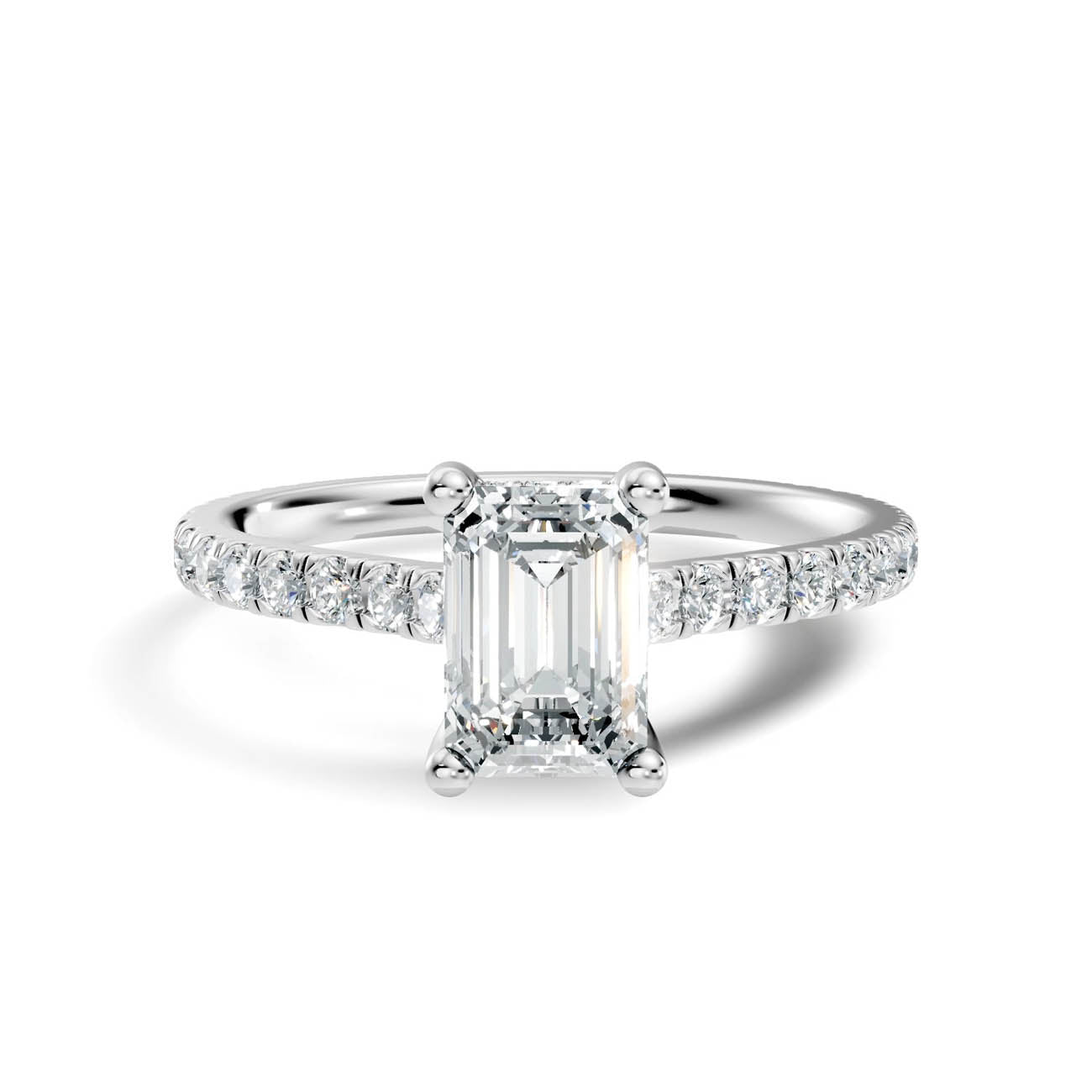 .50-1.50 Ct. Emerald-Cut Diamond Pavé Ring with Hidden Halo (b16-c) 6