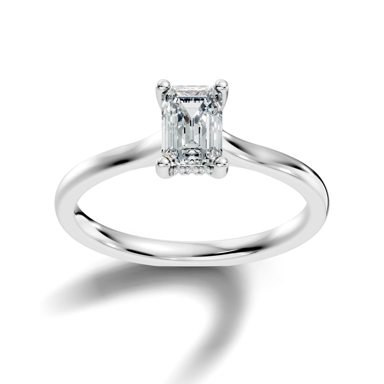 .50-1.50 Ct. Emerald Cut Diamond Ring with Hidden Halo and Four-Prong Setting (b16-c copy) 9