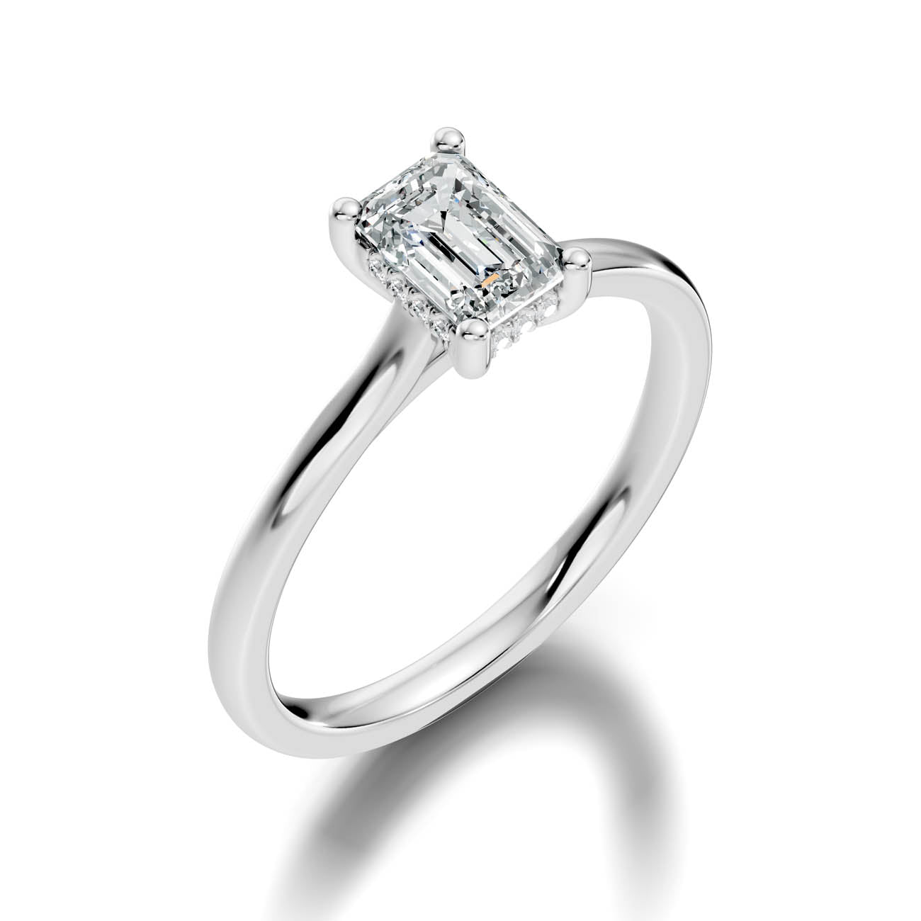 .50-1.50 Ct. Emerald Cut Diamond Ring with Hidden Halo and Four-Prong Setting (b16-c copy) 7