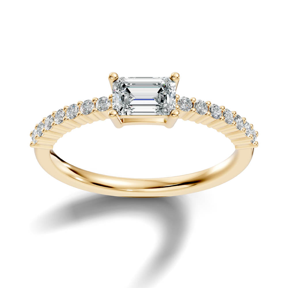 .67 Ct. Emerald Cut Diamond Ring with Pavé Band in Four-Prong Setting (b2-a) 3
