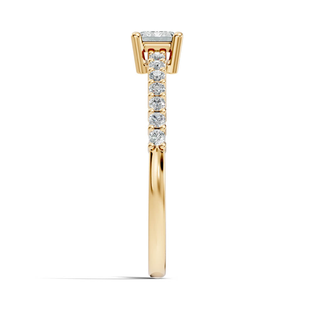 .67 Ct. Emerald Cut Diamond Ring with Pavé Band in Four-Prong Setting (b2-a) 5