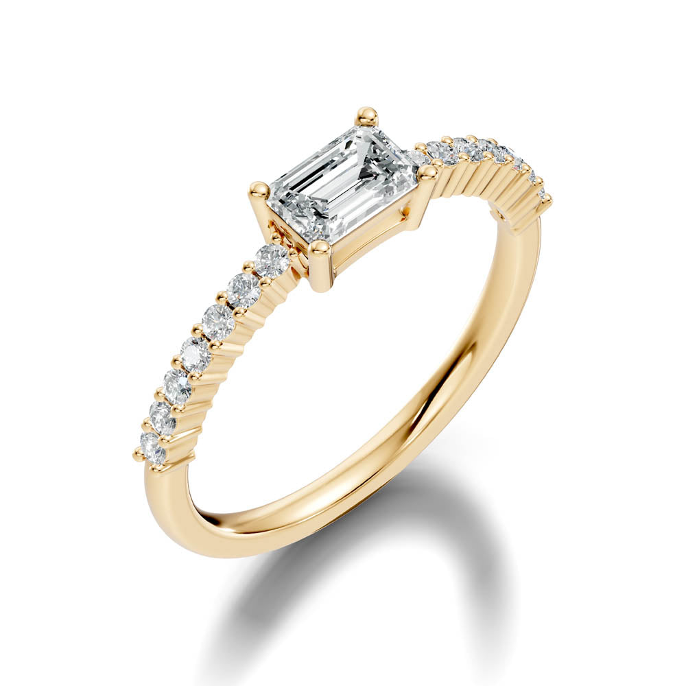 .67 Ct. Emerald Cut Diamond Ring with Pavé Band in Four-Prong Setting (b2-a)