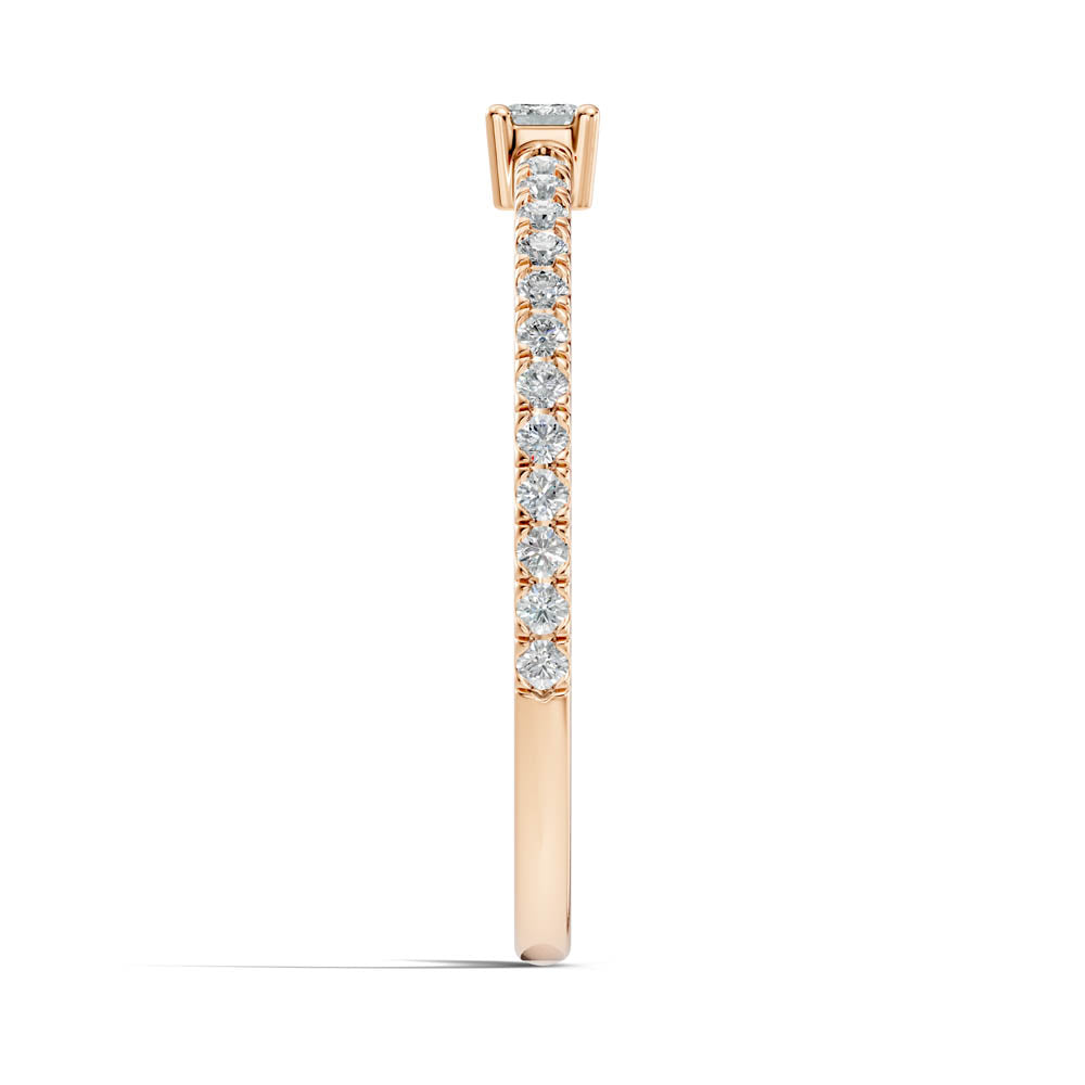 .26 Ct. Petite Emerald Cut Diamond Ring with Pavé Band in Four-Prong Setting (b4-a) 7