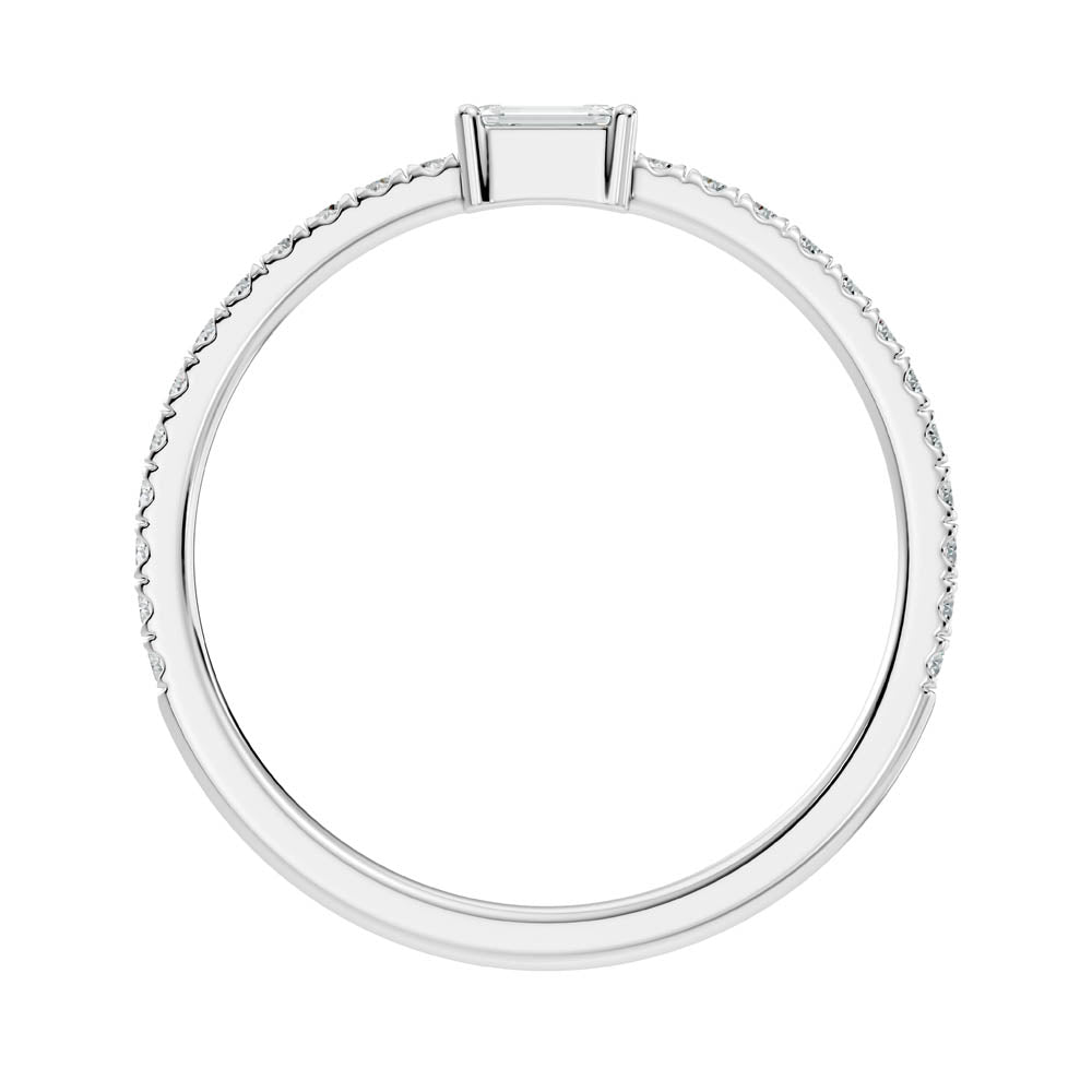 .26 Ct. Petite Emerald Cut Diamond Ring with Pavé Band in Four-Prong Setting (b4-a) 5