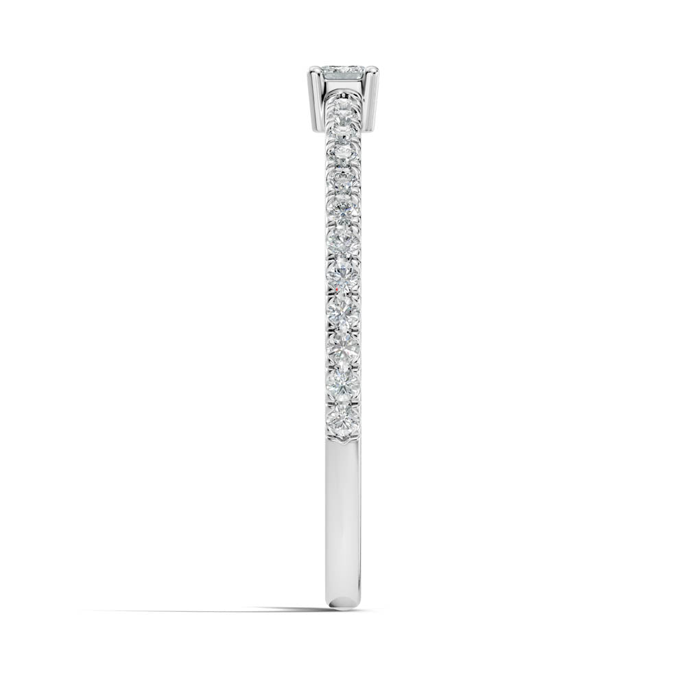 .26 Ct. Petite Emerald Cut Diamond Ring with Pavé Band in Four-Prong Setting (b4-a) 8