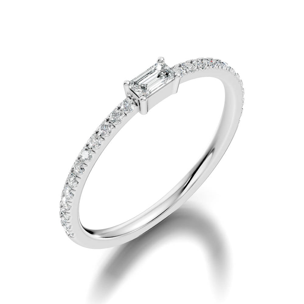 .26 Ct. Petite Emerald Cut Diamond Ring with Pavé Band in Four-Prong Setting (b4-a) 11