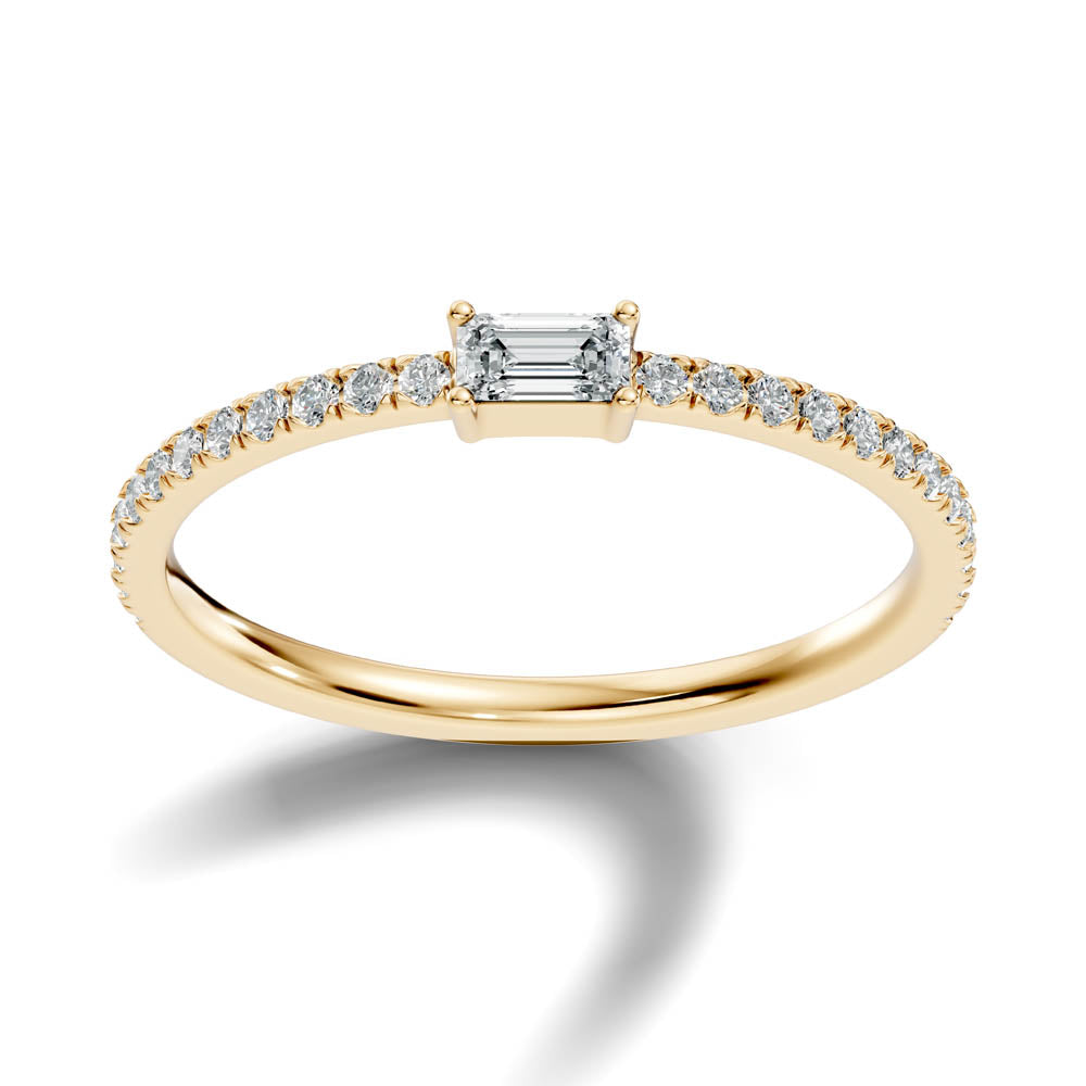 .26 Ct. Petite Emerald Cut Diamond Ring with Pavé Band in Four-Prong Setting (b4-a) 3