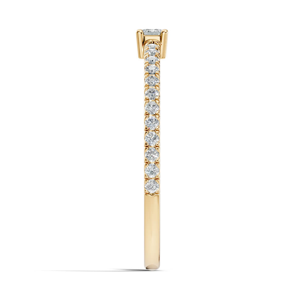 .26 Ct. Petite Emerald Cut Diamond Ring with Pavé Band in Four-Prong Setting (b4-a) 9