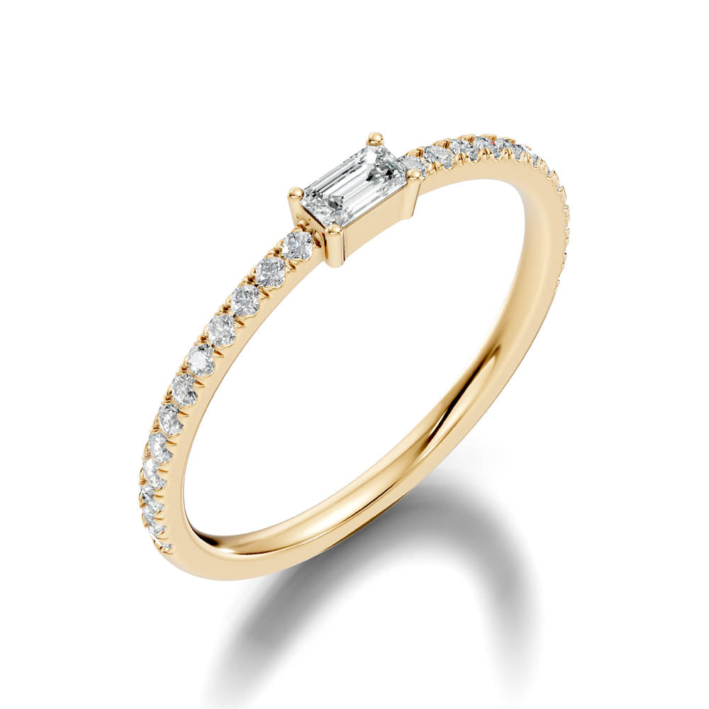 .26 Ct. Petite Emerald Cut Diamond Ring with Pavé Band in Four-Prong Setting (b4-a) 12
