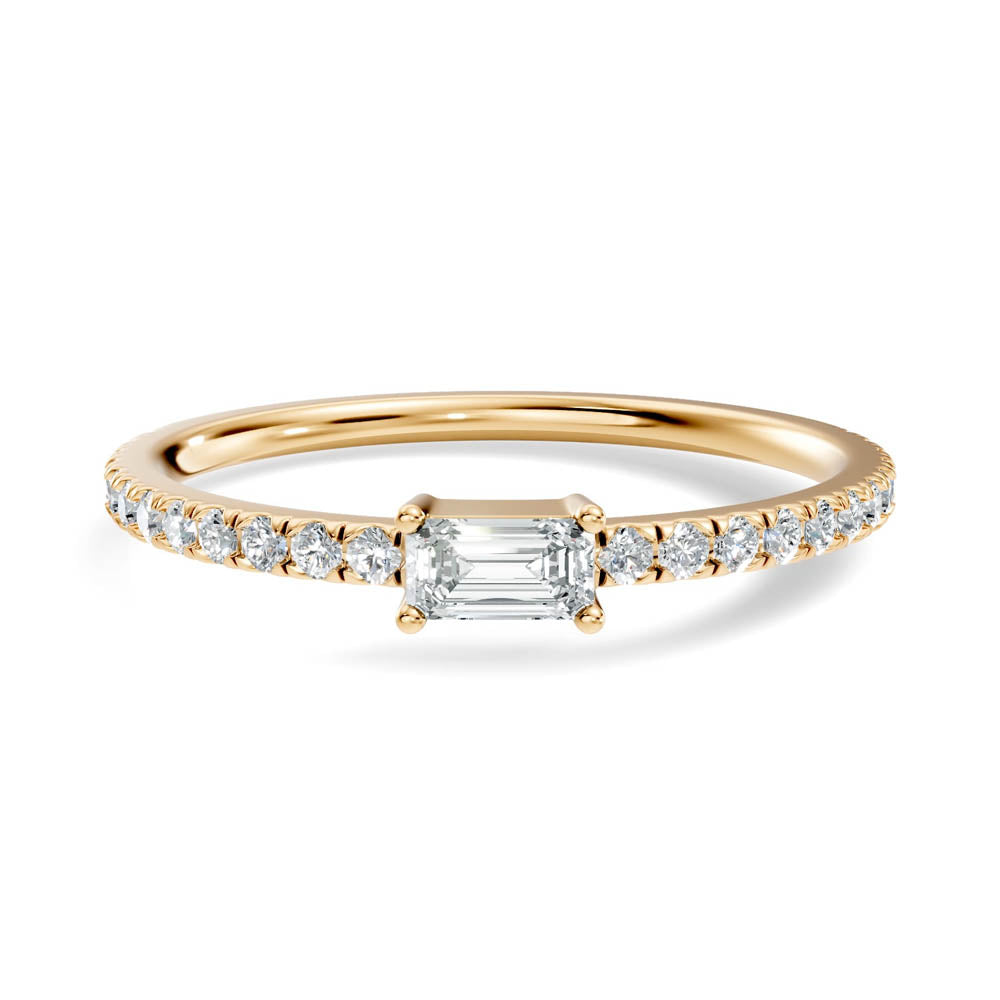 .26 Ct. Petite Emerald Cut Diamond Ring with Pavé Band in Four-Prong Setting (b4-a) 15