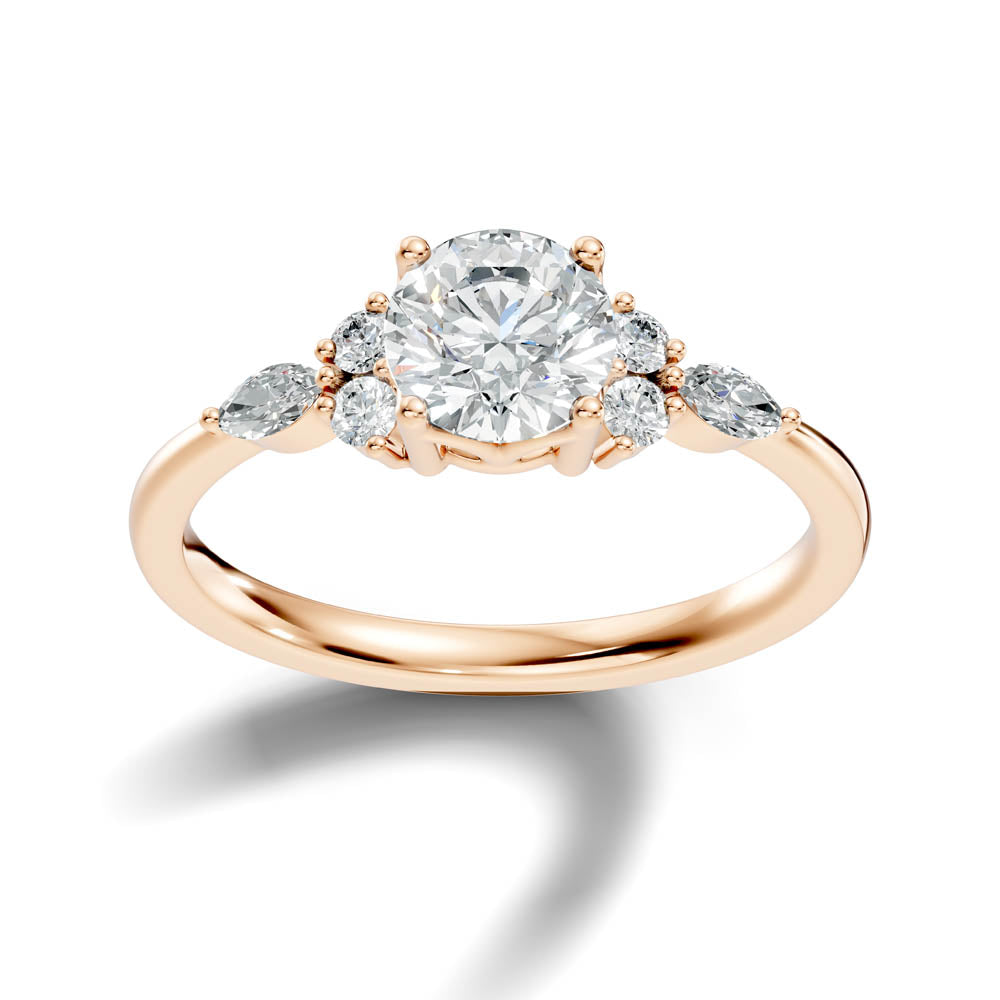 1.22 Ct. Round Diamond Engagement Ring with Side Accent Stones (b5-a) 7
