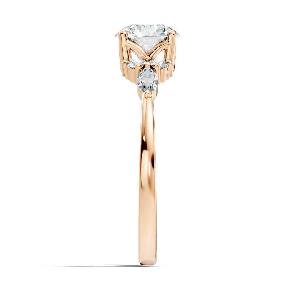 1.22 Ct. Round Diamond Cluster-Accent Solitaire Ring (b5-a) 3