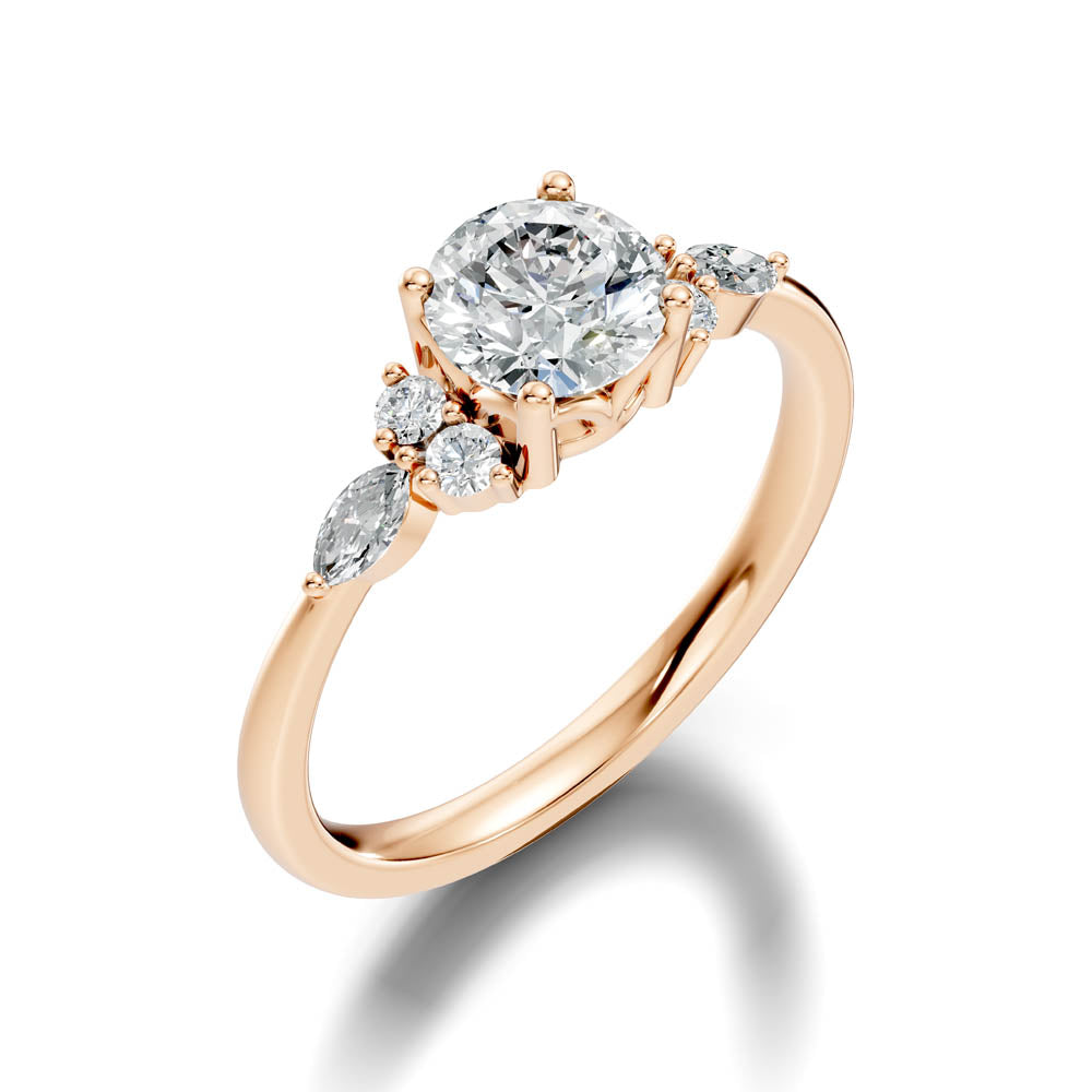 1.22 Ct. Round Diamond Engagement Ring with Side Accent Stones (b5-a) 9