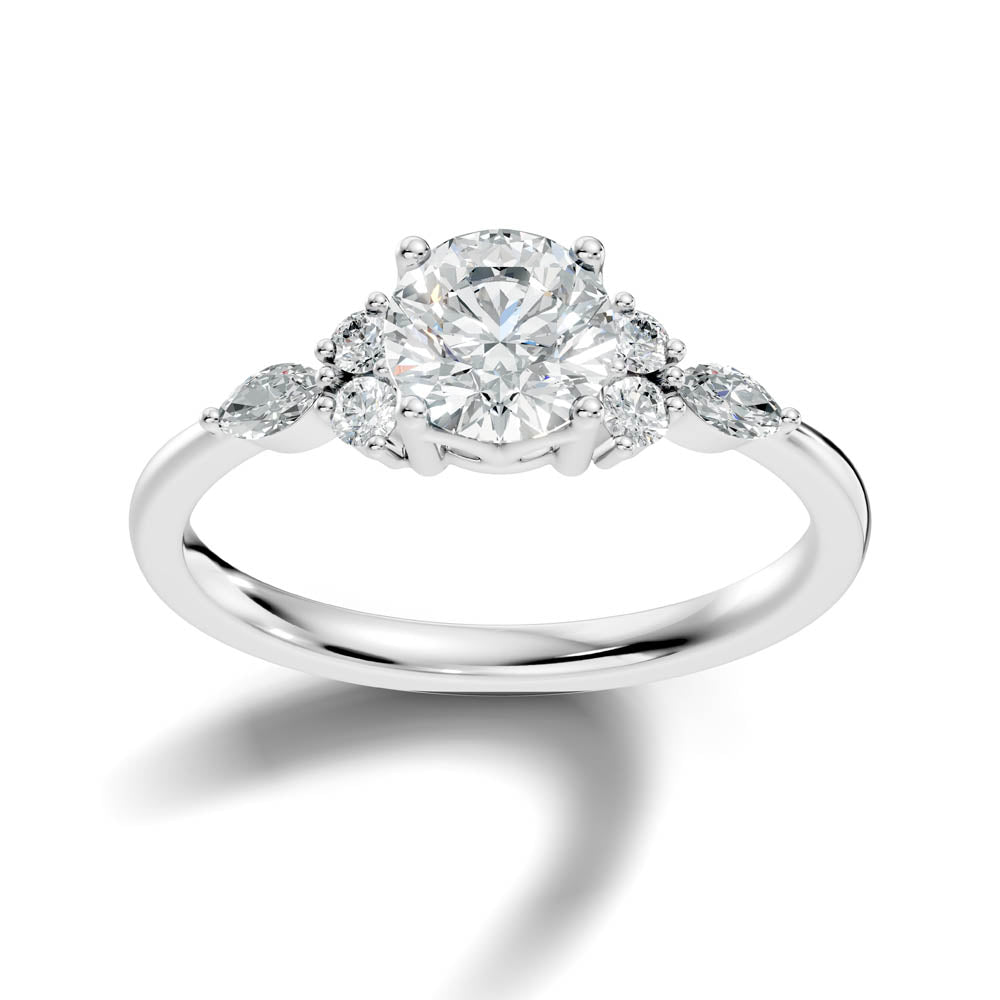 1.22 Ct. Round Diamond Engagement Ring with Side Accent Stones (b5-a)