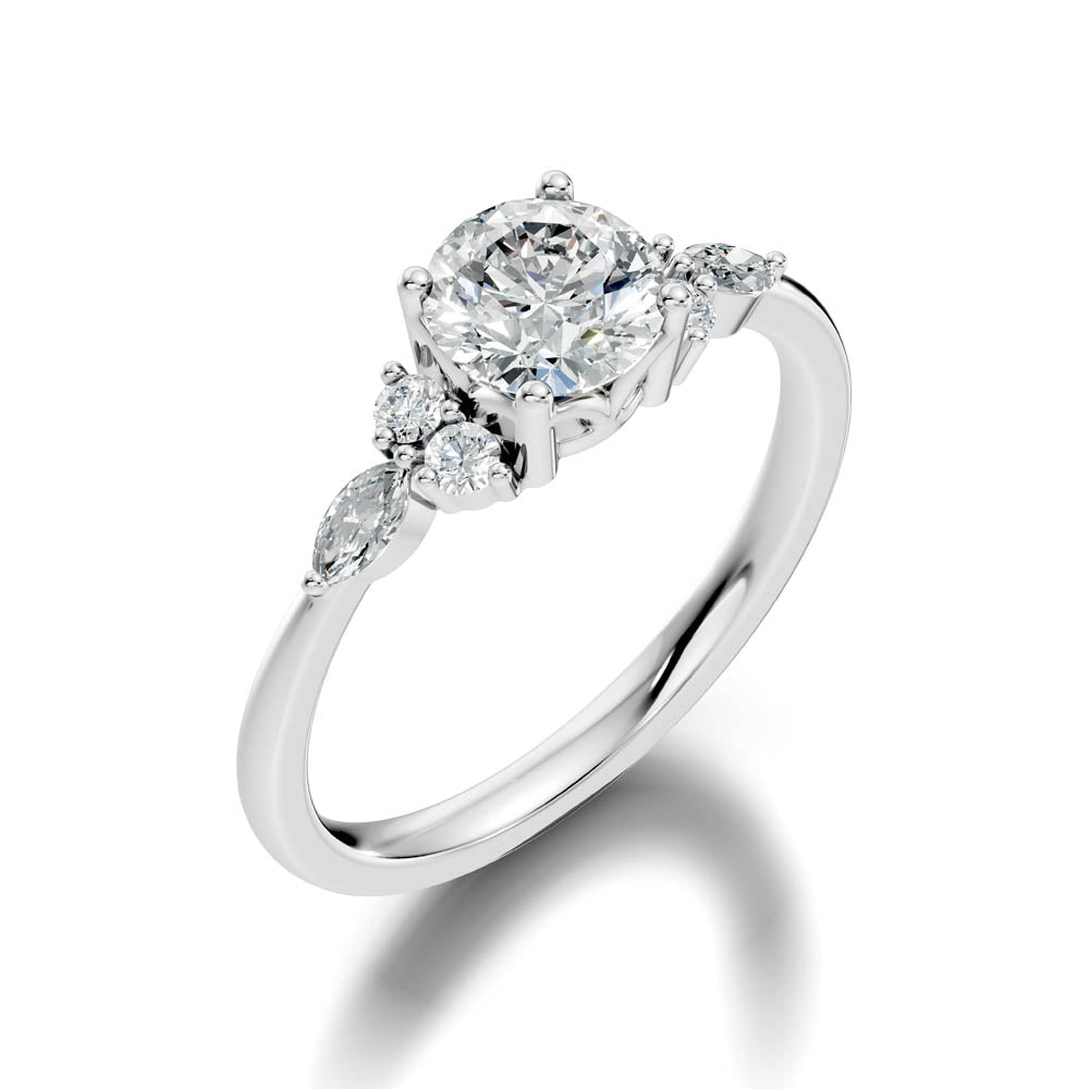 1.22 Ct. Round Diamond Engagement Ring with Side Accent Stones (b5-a) 12