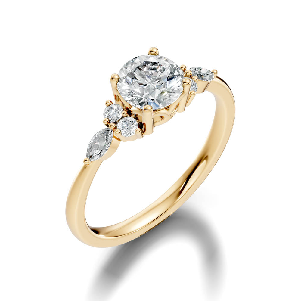 1.22 Ct. Round Diamond Cluster-Accent Solitaire Ring (b5-a) 12