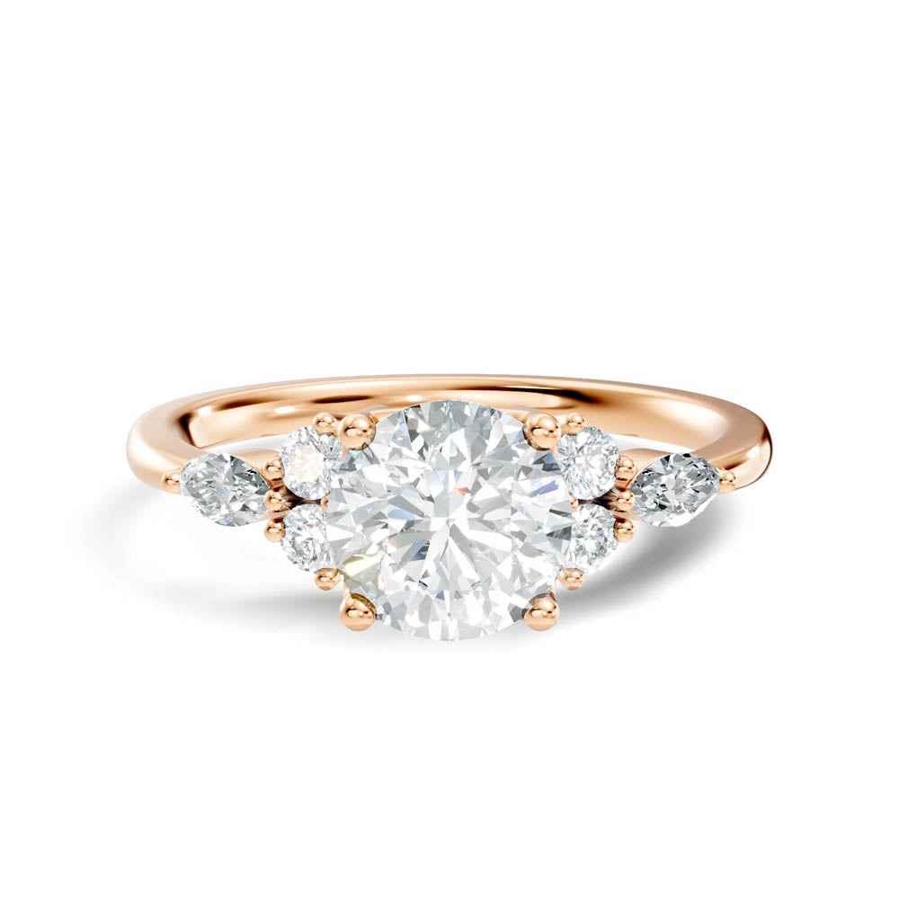1.22 Ct. Round Diamond Cluster-Accent Solitaire Ring (b5-a) 14