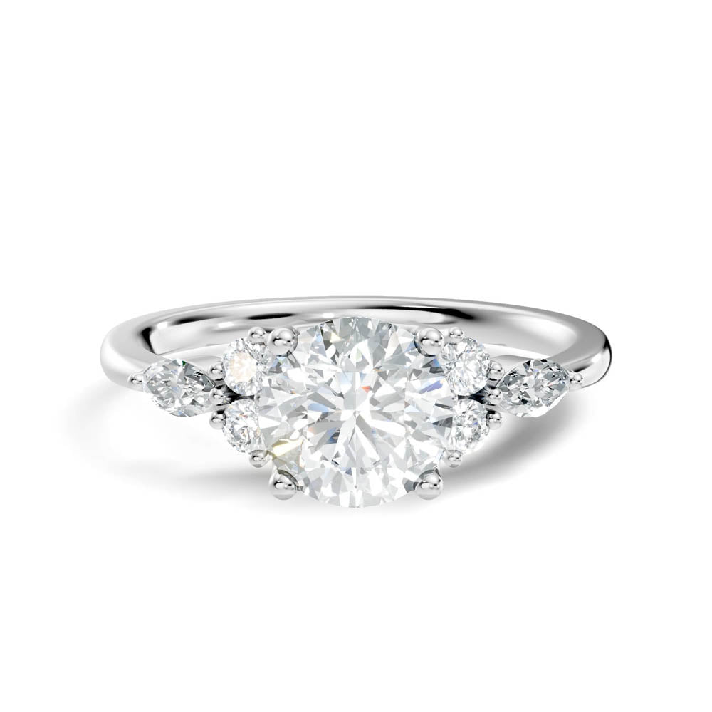 1.22 Ct. Round Diamond Cluster-Accent Solitaire Ring (b5-a) 15
