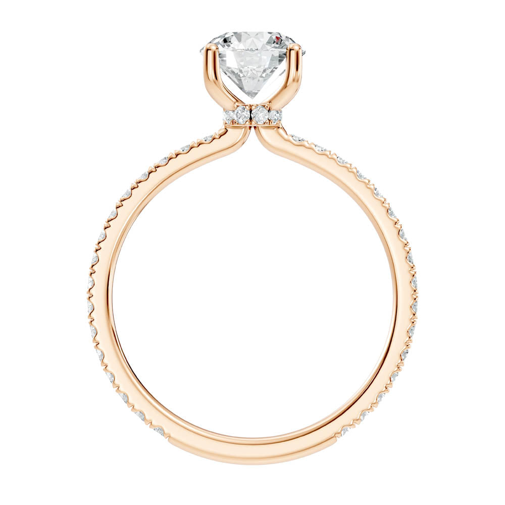 1.30 Ct. Round Diamond Pavé Band Solitaire Ring (b6-a)