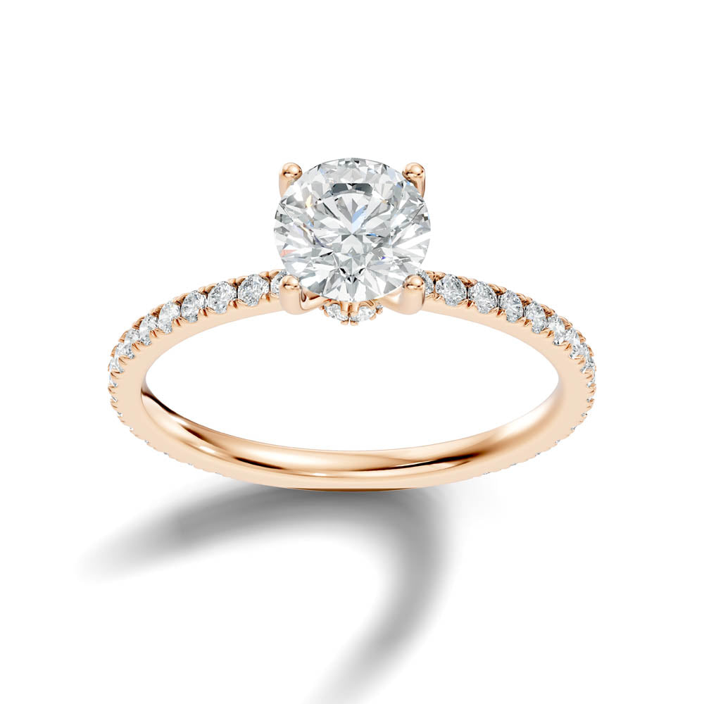 1.30 Ct. Classic Round Diamond Ring with Hidden Halo and Pavé Shank (b6-a)