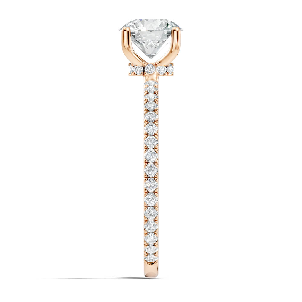 1.30 Ct. Round Diamond Pavé Band Solitaire Ring (b6-a) 3
