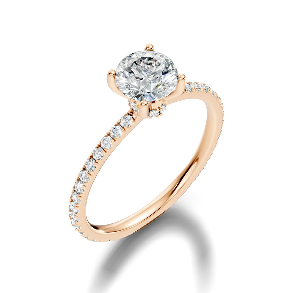 1.30 Ct. Round Diamond Pavé Band Solitaire Ring (b6-a) 4