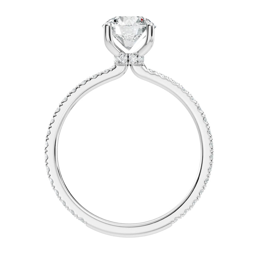 1.30 Ct. Round Diamond Pavé Band Solitaire Ring (b6-a) 5