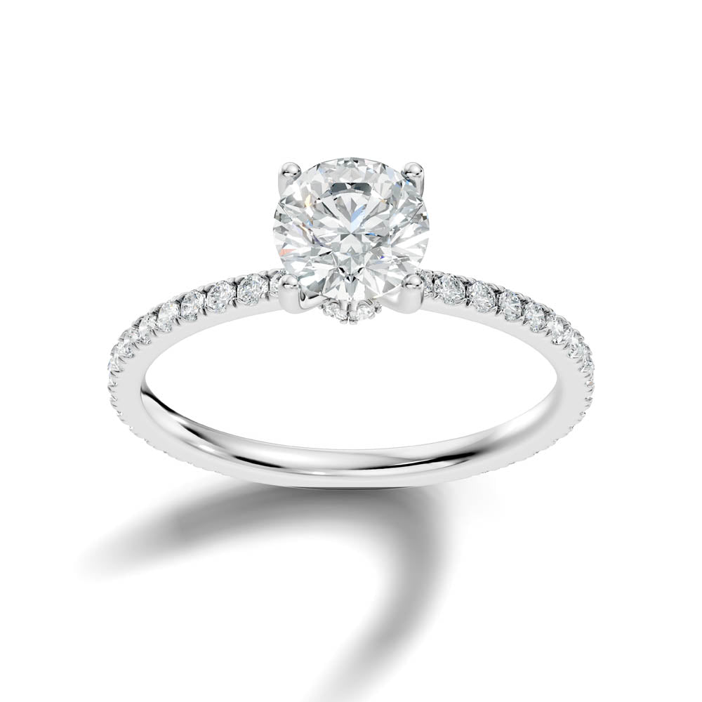 1.30 Ct. Classic Round Diamond Ring with Hidden Halo and Pavé Shank (b6-a) 11