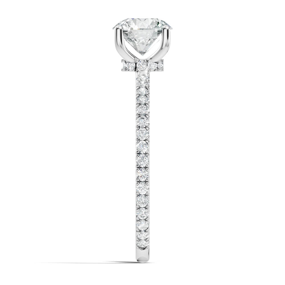 1.30 Ct. Classic Round Diamond Ring with Hidden Halo and Pavé Shank (b6-a) 12