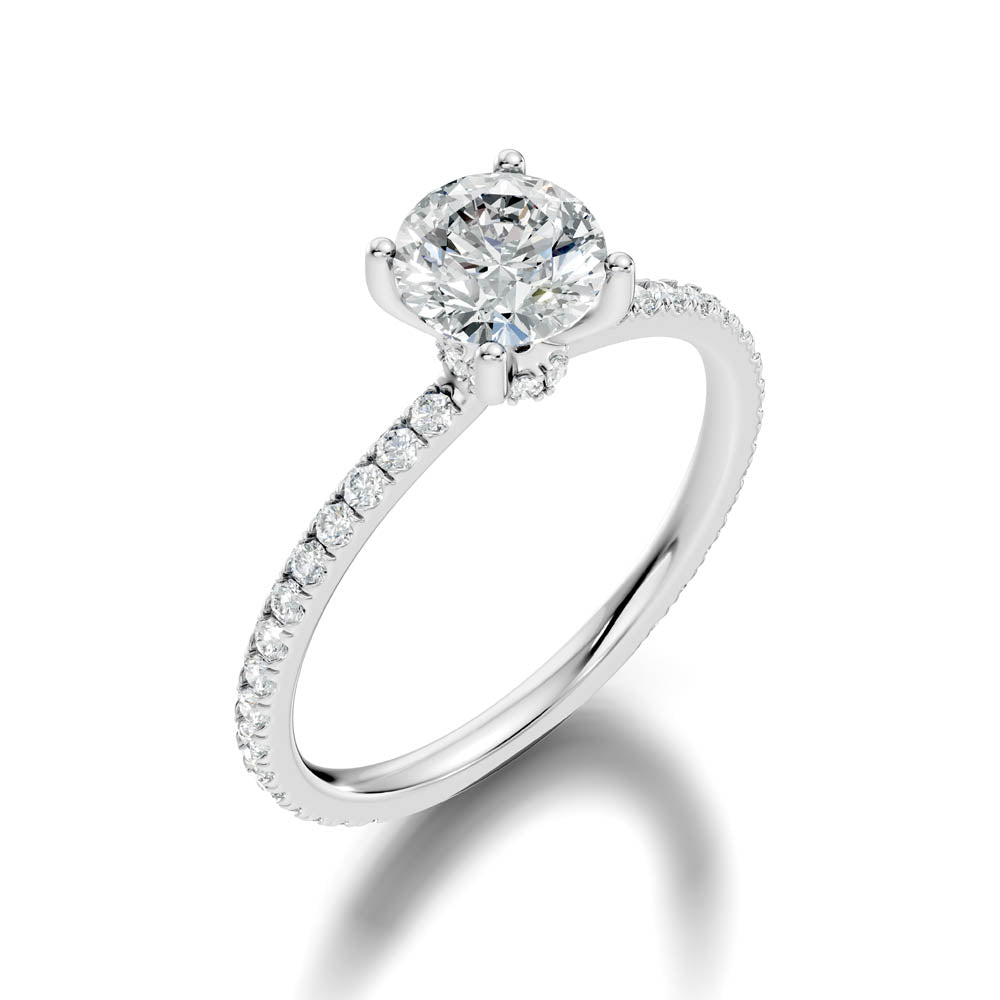 1.30 Ct. Classic Round Diamond Ring with Hidden Halo and Pavé Shank (b6-a) 13