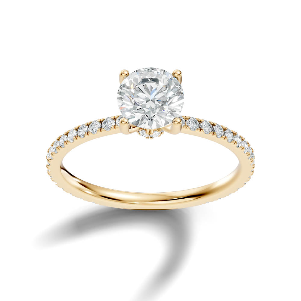 1.30 Ct. Classic Round Diamond Ring with Hidden Halo and Pavé Shank (b6-a) 15