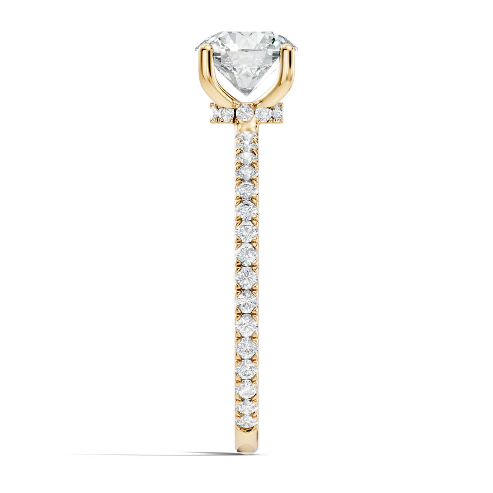 1.30 Ct. Classic Round Diamond Ring with Hidden Halo and Pavé Shank (b6-a) 4