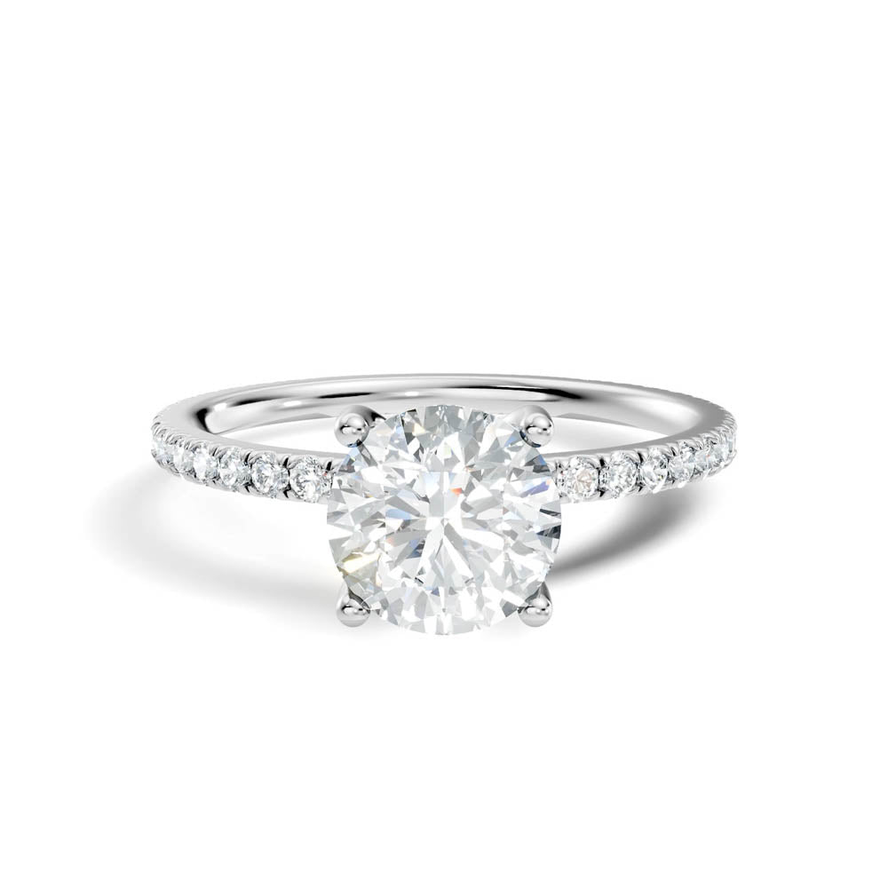 1.30 Ct. Round Diamond Pavé Band Solitaire Ring (b6-a) 15
