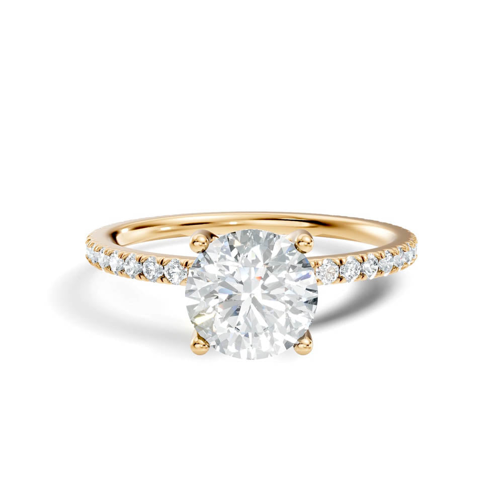 1.30 Ct. Round Diamond Pavé Band Solitaire Ring (b6-a) 13