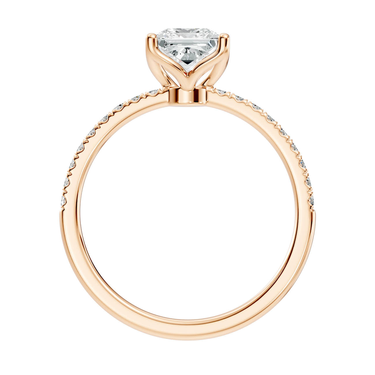 1.15 Ct. Princess-Cut Diamond Engagement Ring with Pavé Band (b7-c) 4
