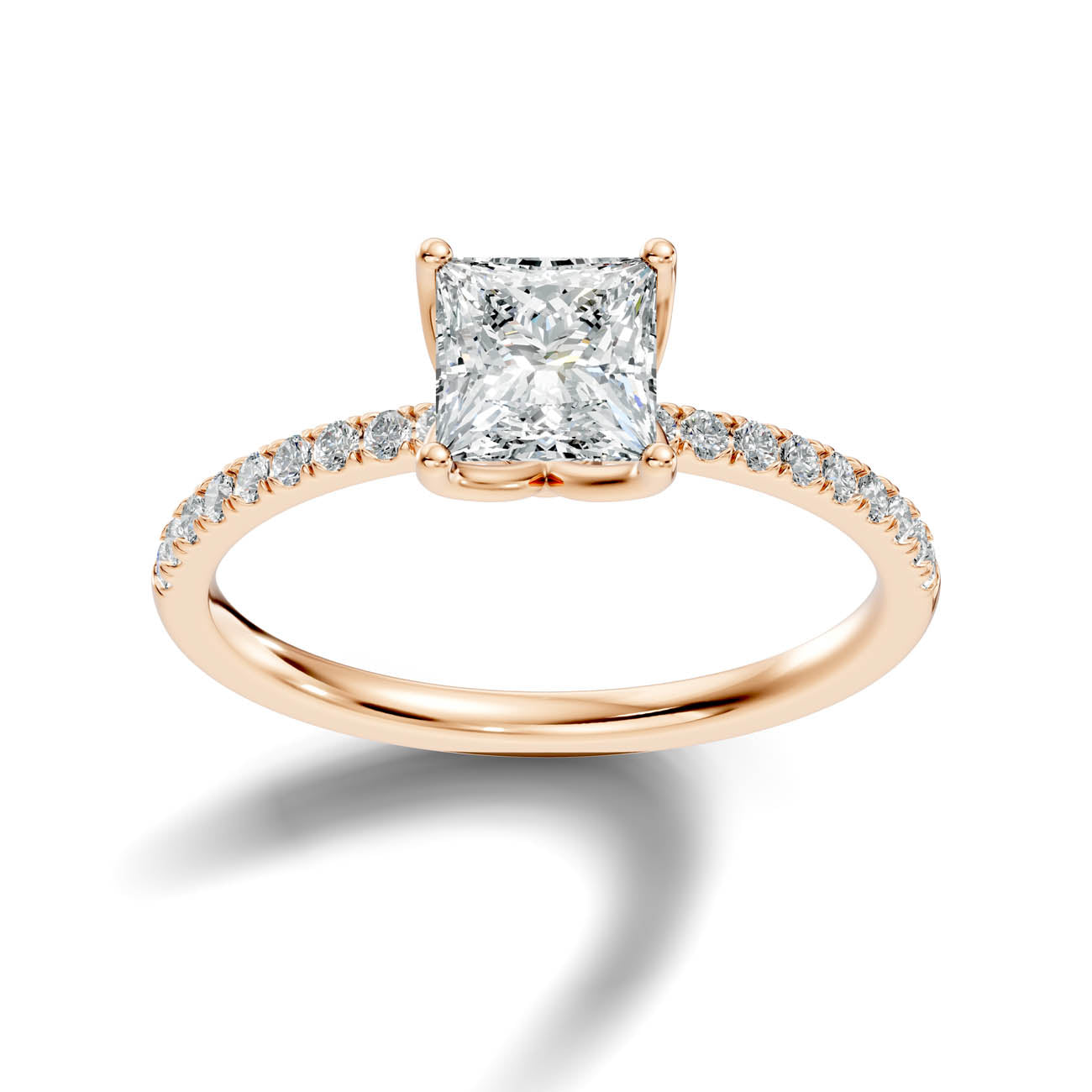 1.15 Ct. Princess-Cut Diamond Engagement Ring with Pavé Band (b7-c)